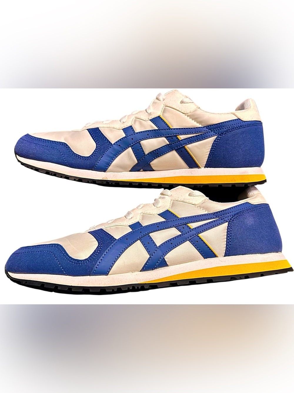 Asics Men’s Blue, White & Yellow Low-Top Sneakers